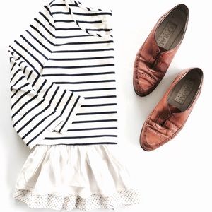 NWOT Maison Jules Striped/Polka Dot Peplum Sweater